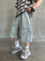 【120-170cm】ショートパンツ カジュアル デニム ゆったり ジーンズ - 画像 (3)