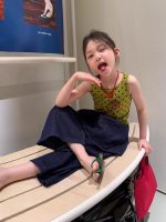 【90-150cm】ベストorパンツ 女の子 ドット柄 レイヤード トレンド - 画像 (4)