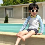 【75-135cm】水着 ハーフジッパー 長袖 セパレートスイムウェア