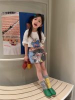 【90-150cm】半袖Tシャツ 女の子 プリント カートゥーン ゆったり
