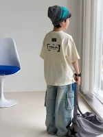 【90-160cm】Tシャツ レトロ プリント 半袖 男の子 - 画像 (5)