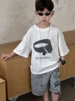 【90-160cm】半袖Tシャツ 男の子 シンプル ゆったり ユニーク ラウンドネック 普段着 - 画像 (3)