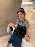 【100-160cm】キャミソール ドット柄 ゆったり スウィート 韓国風 女の子 - 画像 (2)