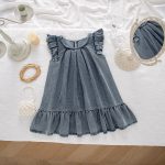 【73-130cm】ワンピース ウォッシュド デニム フリル - 画像 (2)