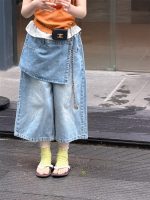 【100-160cm】ズボン 韓国風 フェイク ゆったり ファッション デニム パンツ - 画像 (2)