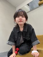 【100-150cm】セットアップ デニム かっこいい シンプル 無地 男の子 - 画像 (4)