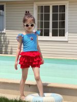 【80-140cm】水着 チェック柄 ドーパミン風 セパレートスイムウェア - 画像 (5)
