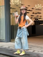 【100-160cm】ズボン 韓国風 フェイク ゆったり ファッション デニム パンツ - 画像 (5)