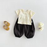 【73-100cm】半袖Tシャツorパンツ ベビー ニット シンプル - 画像 (3)
