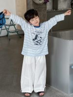 【90-160cm】トップス 男の子 ボーダー柄 カジュアル UV対策 - 画像 (4)