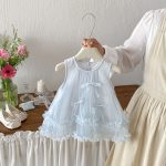【73-100cm】ワンピース ベビー メッシュ ノースリープ かわいい - 画像 (3)