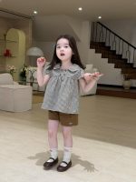 【90-140cm】シャツorパンツ 女の子 チェック柄 折り襟 - 画像 (6)