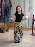 【90-150cm】半袖Tシャツorパンツ 女の子 レオパード シンプル