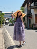 【100-160cm】ワンピース ノースリーブ ゆったり 無地 プリンセス風 女の子