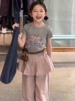 【90-150cm】半袖Ｔシャツorパンツ 女の子 リボン付き プリーツ - 画像 (2)