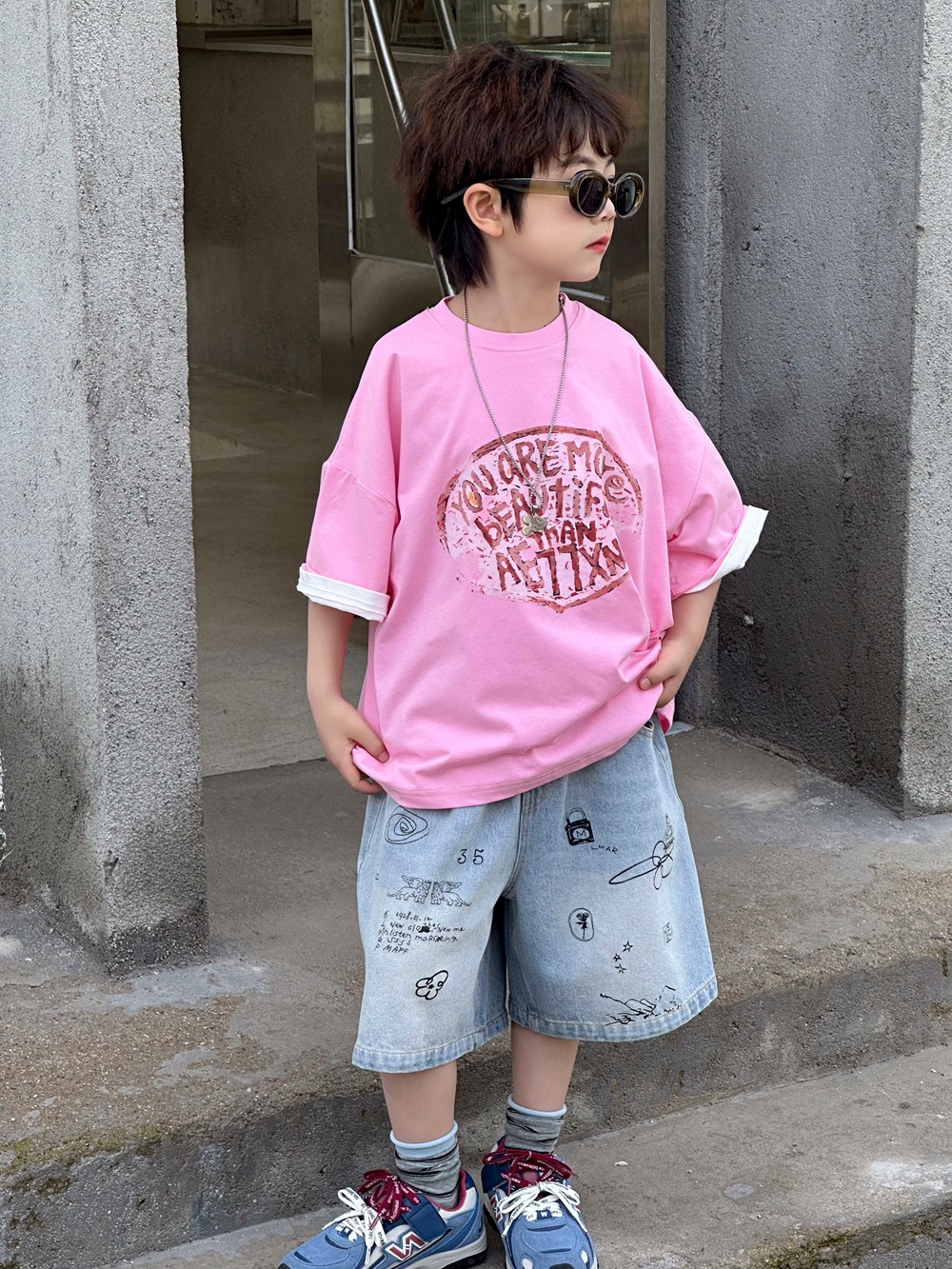 O1CN01WmZ78m21gT8g00Av3_2217263427014-0-cib.jpg 【90-160cm】Tシャツ プリント カジュアル 着回し力抜群 半袖 - 画像 (1)
