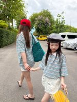 【90-160cm】Tシャツ カジュアル 合わせやすい ボーダー柄 女の子 親サイズ - 画像 (6)