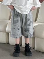 【100-160cm】ショートパンツ カジュアル ゆったり 合わせやすい プリント ズボン - 画像 (3)
