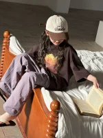 【90-160cm】Tシャツ プリント カジュアル 合わせやすい 半袖 ラウンドネック - 画像 (6)