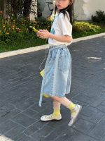 【100-160cm】ショートパンツ デニム ベルト付き 無地 ゆったり 合わせやすい - 画像 (5)