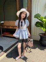 【100-160cm】レギンス ボーダー柄 切り替え 伸び性良い 女の子 夏新作 - 画像 (4)