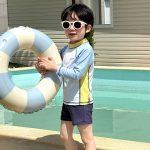 【75-135cm】水着 ハーフジッパー 長袖 セパレートスイムウェア - 画像 (5)
