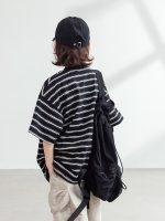 【120-170cm】Tシャツ ボーダー柄 カジュアル 半袖 ラウンドネック - 画像 (5)