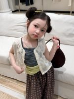 【90-150cm】ベストorキャミソールorパンツ 女の子 透かし レトロ - 画像 (6)