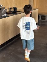 【90-160cm】半袖Tシャツ 男の子 シンプル ゆったり 合わせやすい - 画像 (4)