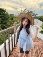 【100-160cm】二点セット トップス パフスリーブ 半袖 無地 通気性良い 女の子 - 画像 (3)