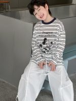 【90-160cm】トップス 男の子 ボーダー柄 カジュアル UV対策 - 画像 (3)