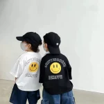 【90-160cm】Tシャツ男の子笑顔柄夏