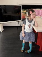 【90-150cm】半袖Ｔシャツorスカート 女の子 レイヤード チュール - 画像 (3)