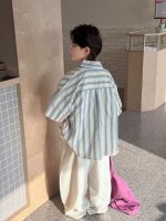 【100-170cm】半袖 シャツ 男の子 ストライプ お出かけに - 画像 (6)