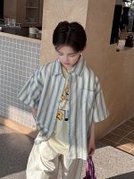 【100-170cm】半袖 シャツ 男の子 ストライプ お出かけに