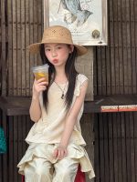 【100-160cm】ベスト ズボン 女の子 ゆったり 透かし彫り ニット ノースリーブ