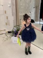 【90-140cm】ワンピース 女の子 チュール 切り替え ドレス - 画像 (3)