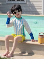 【80-135cm】水着 UVカット速乾 長袖 ストライプ - 画像 (5)