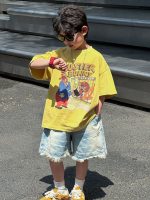【90-160cm】キッズ半袖Tシャツ イエロー 存在感抜群 アメリカンレトロ カートゥーン柄 おしゃれ - 画像 (3)