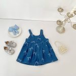 【73-130cm】サロペット リボン付き デニム ゆったり