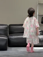 【100-150cm】セットアップ ビーチ風 ゆったり カジュアル シャツ ショートパンツ - 画像 (5)