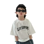 【90-160cm】Tシャツ アルファベット 半袖 カジュアル ラウンドネック - 画像 (6)