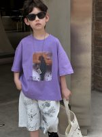 【90-160cm】半袖Tシャツ 男の子 パープル 個性的 肌触り良好 ヴィンテージ風 - 画像 (5)