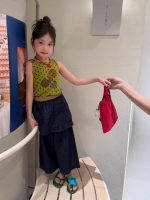 【90-150cm】ベストorパンツ 女の子 ドット柄 レイヤード トレンド