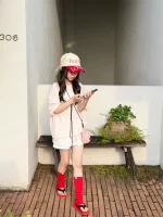 【100-160cm】Tシャツ 夏新作 シンプル 合わせやすい 無地 女の子 - 画像 (3)