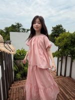 【100-160cm】セットアップ 無地 ゆったり 半袖 トップス+スカート - 画像 (4)