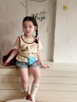 【90-140cm】半袖Ｔシャツorパンツ 女の子 レイヤード トレンド - 画像 (6)