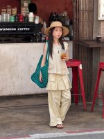 【100-160cm】ベスト ズボン 女の子 ゆったり 透かし彫り ニット ノースリーブ - 画像 (6)