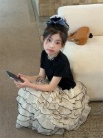 【100-160cm】ワンピース フェイク 切り替え 半袖 プリンセス風 女の子 - 画像 (4)