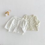 【73-100cm】トップス ベビー フリル 丸襟 無地